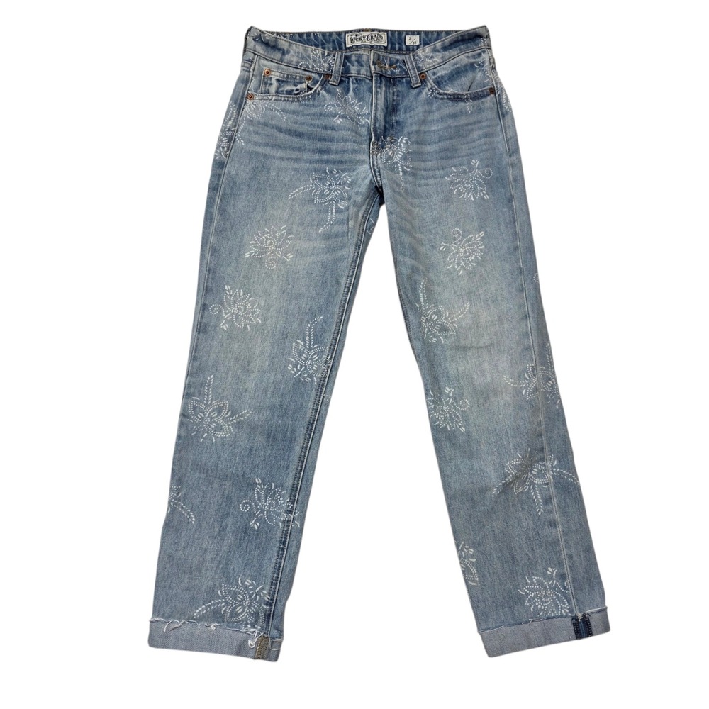 Lucky Brand Jeans Womens 2/26 Blue Floral Print Straight Leg Denim 100% Cotton - Picture 10 of 10